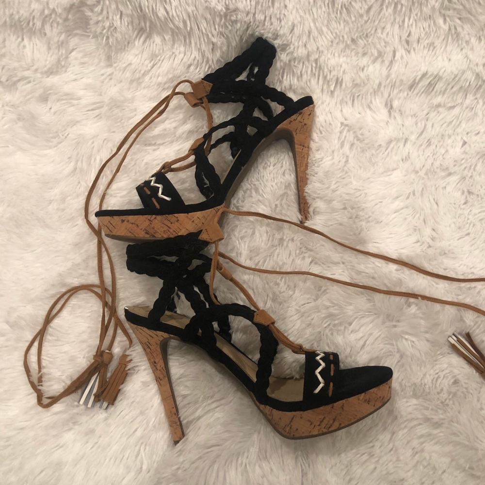 Guess Tribal Style Wooden Stilettos